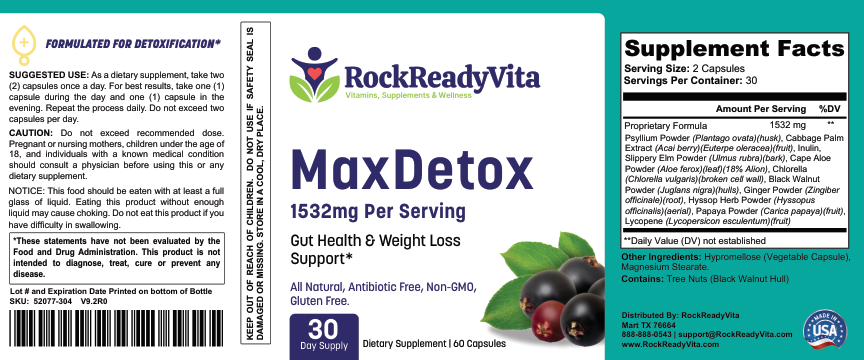 Max Detox - Product Label