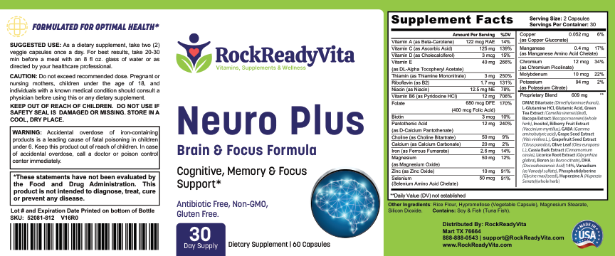 Neuro Plus Brain and Focus - Product Label