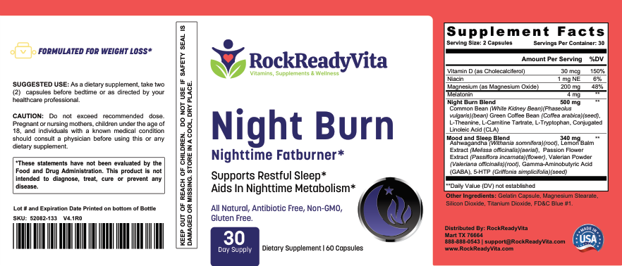 Night Time Fat Burner - Product Label